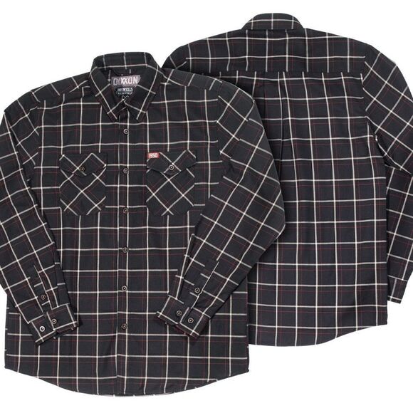 Dixxon flannel Company Boswells 1950 Harley Davison, black/red plaid size L, NWT - Picture 1 of 5